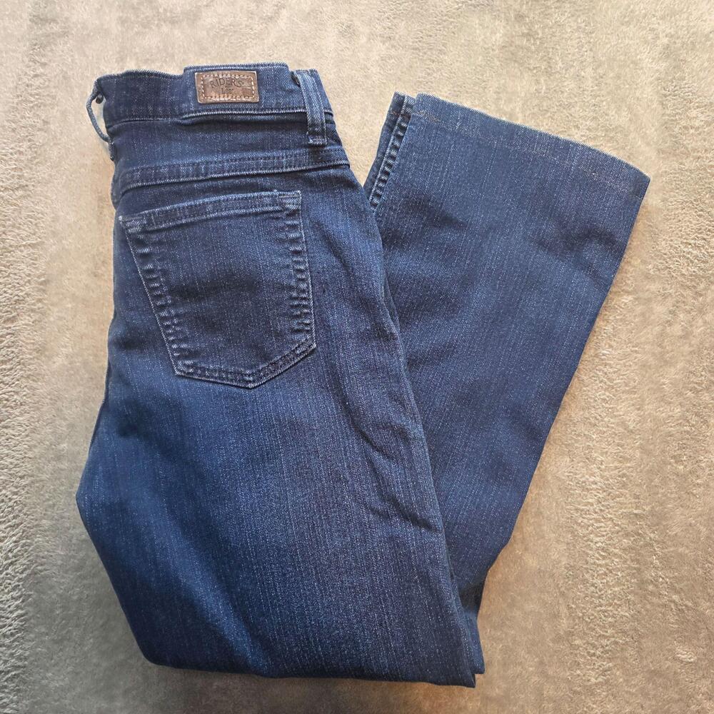 Riders By Lee Straight Jeans Womens Petites 6P Blue Dark Wash Stretch Denim